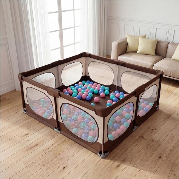 Playpals Baby Playpen Toddler Fence Child Play Yard 180x200cm w/ 300PCS Balls