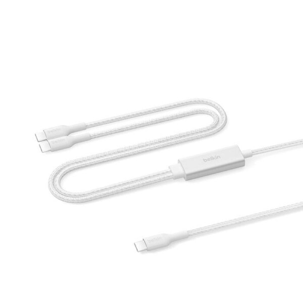 Belkin BoostCharge Pro Braided USB-C to Dual USB-C Cable (1.5M) - White