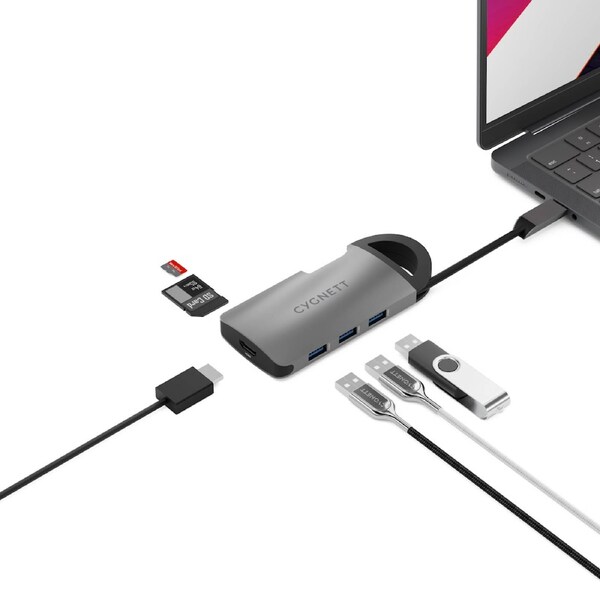 Cygnett Unite 7-in-1 USB-C Multiport Hub Adapter Dock (CY4550HUBC7)3xUSB-A