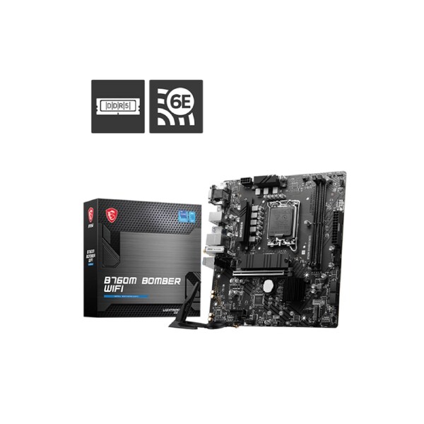 MSI B760M BOMBER WIFI MOTHERBOARD INTEL/B760/LGA1700/mATX/2xDDR5/2xM.2/1xPCI-E(1