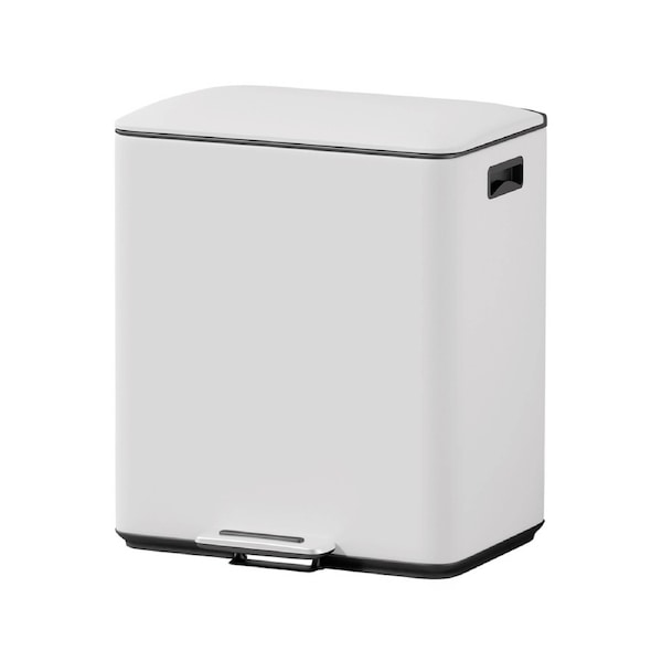 Pedal Bins Rubbish Bin Dual Compartment Waste Recycle Dustbins 40L White