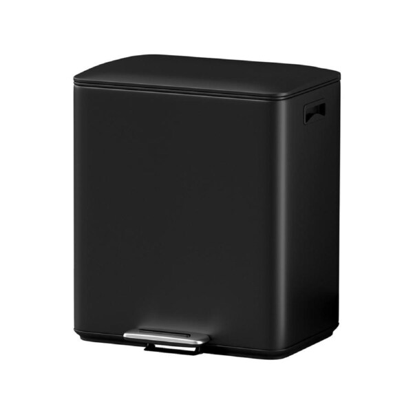 Pedal Bins Rubbish Bin Dual Compartment Waste Recycle Dustbins 40L Black