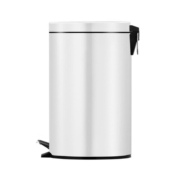 5L Round Stainless Steel Pedal Bin - White