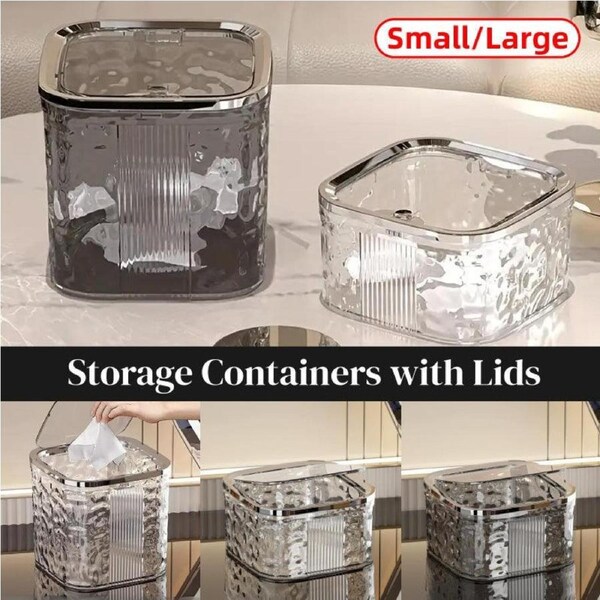 Desktop Mini Trash Can Small Waste Bin Storage Bucket for Office Kitchen Home - White-S