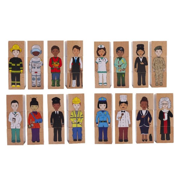 Freckled Frog - Careers Mix N Match Wooden Blocks
