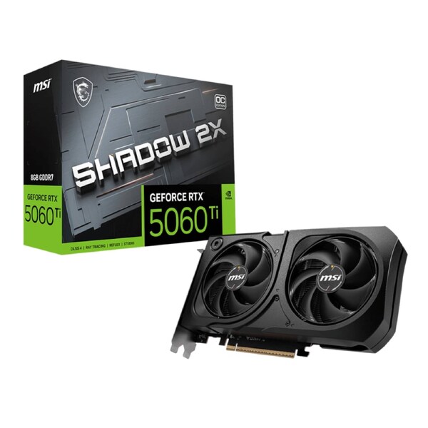 8GB MSI RTX 5060Ti SHADOW 2X OC PLUS GPU RTX 5060Ti/8GB GDDR7/2602MHz/Cuda
