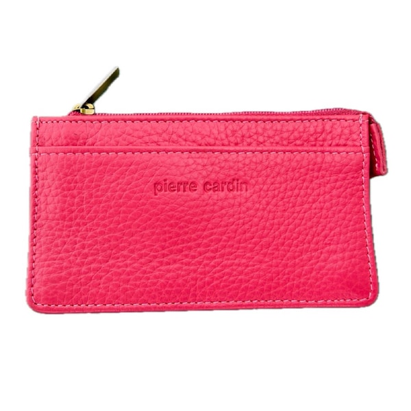 Pierre Cardin Womens Soft Italian Leather Coin Purse Holder Wallet - Hot Pink