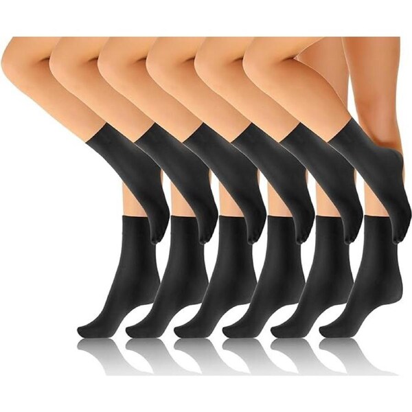 24x Womens Plain Opaque Trouser Ankle Cut Socks in Black (One Size, 2-8)