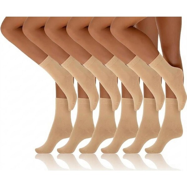 24x Womens Plain Opaque Trouser Ankle Cut Socks in Beige (One Size, 2-8)