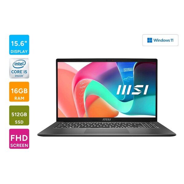 MSI Modern 15.6" Full HD Laptop - Intel i5, 16GB RAM, 512GB SSD