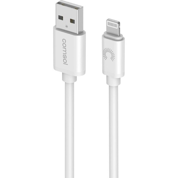 Comsol MFI Certified Lightning To USB-A Fast Charge Cable White iPhone 14 2m