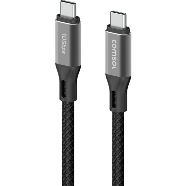 Comsol USB-C To USB C 10Gbps Fast Charge Charging Cable Black 1.2m
