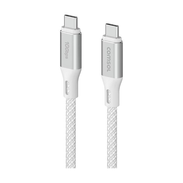 Comsol USB-C To USB C10Gbps Fast Charge 60W Charging Cable White 1.2m