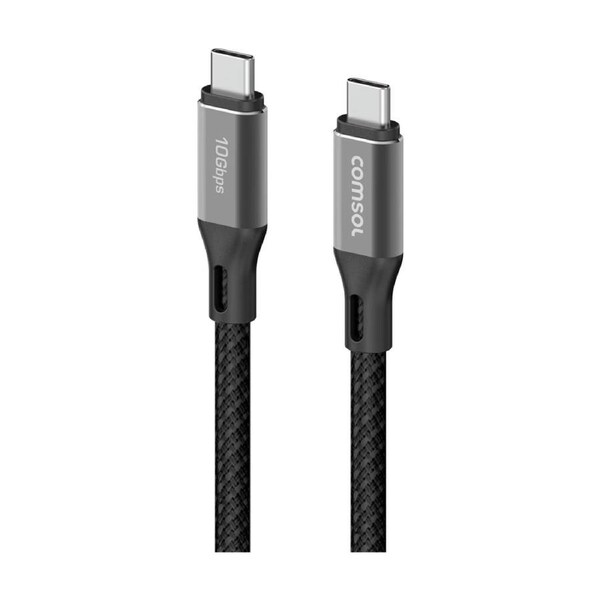 Comsol USB-C To USB C 10Gbps Fast Charge 60W Charging Cable Black 2m