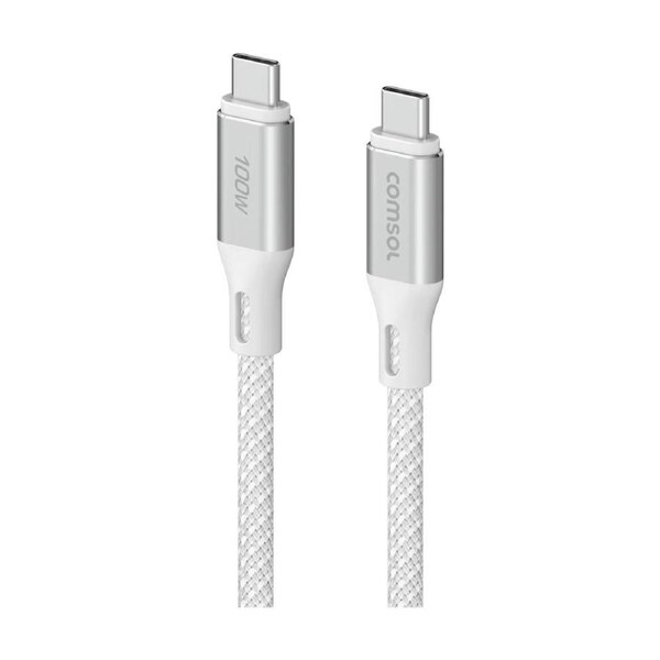 Comsol USB-C To USB C Fast Charging 100W Data Transfer Cable White 3m