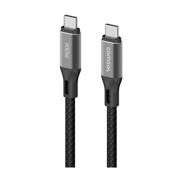 Comsol USB-C To USB C Fast Charging 100W Data Transfer Cable Black 3m