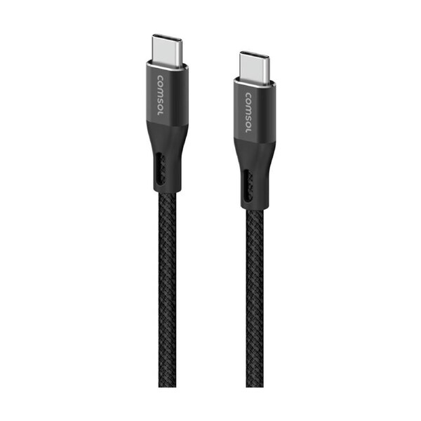 Comsol USB-C To USB C Braided Data Transfer Charge Cable Black 3m