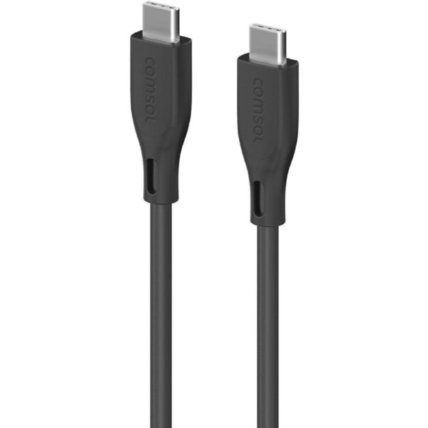 Comsol USB-C To USB C Silicone Soft Data Transfer Charge Cable Black 3m
