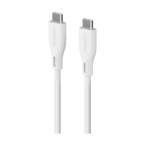 Comsol USB-C To USB C Silicone Soft Data Transfer Charge Cable White 3m
