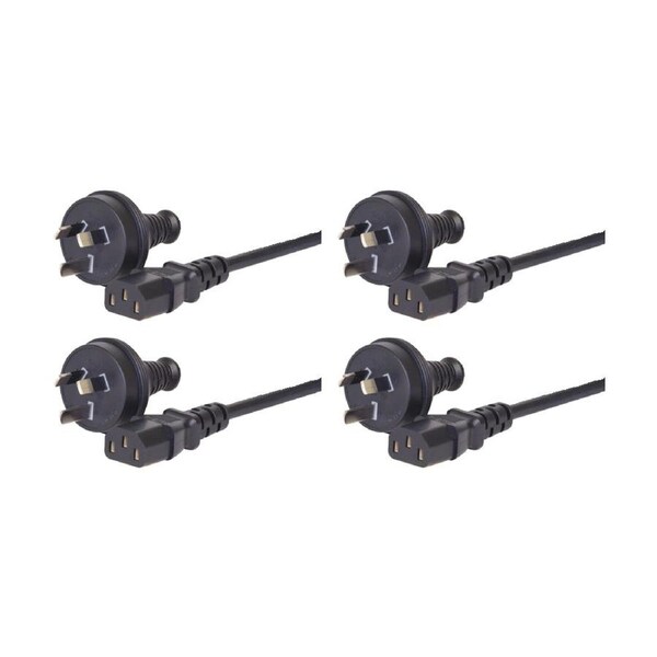 4PK Comsol 3PIN AU/NZ Male To IEC-C13 Female Mains Fully Moulded Power Cable 1m
