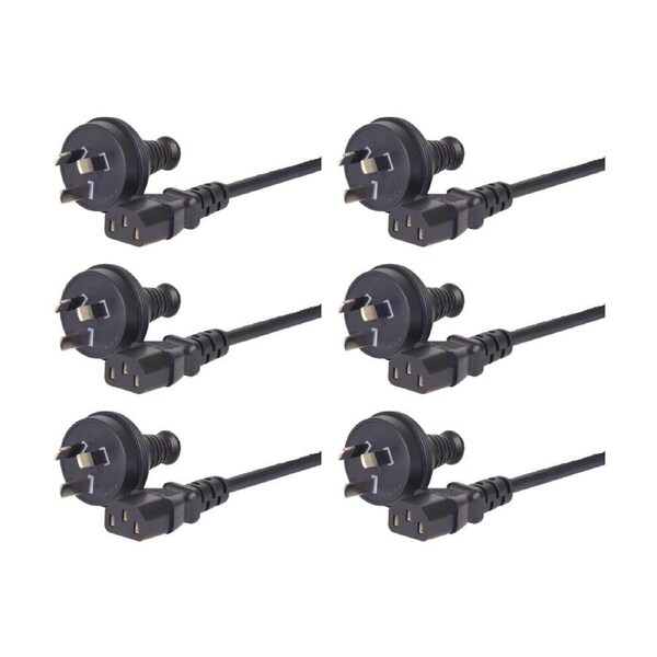 6PK Comsol 3PIN AU/NZ Male To IEC-C13 Female Mains Fully Moulded Power Cable 3m