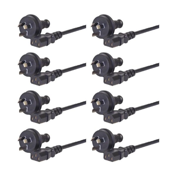 8PK Comsol 3PIN AU/NZ Male To IEC-C13 Female Mains Fully Moulded Power Cable 2m