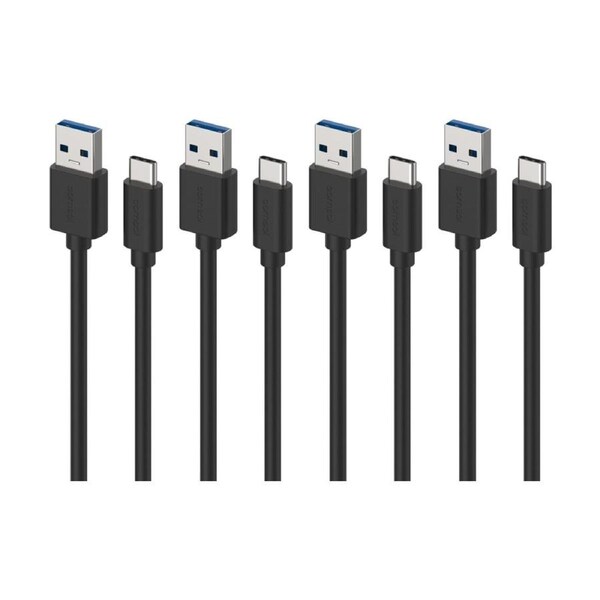4PK Comsol USB-A To USB-C High-Speed Data Transfer 5Gbps Charge Cable Black 1.2m