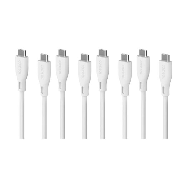 4PK Comsol USB-C To USB C Silicone Soft Data Transfer Charge Cable White 1.2m