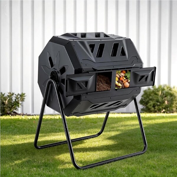 Gardeon Compost Bin Dual-Chamber 160L Composter Tumbler Rotating Waste Recycle