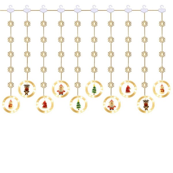 Catzon Christmas Lights Window Decor Ring Lights With Ornament 120 LED 9.84 Feet String Light-Warm