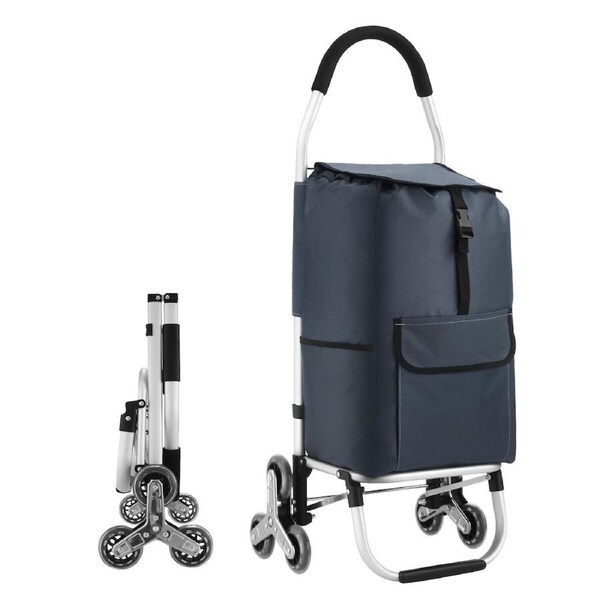 Shopping Cart Trolley Dolly Foldable Storage Grocery Bag Wheeled Utility Granny Stair Climbing Market Camp Trolly Aluminium 45L Portable Collapsible