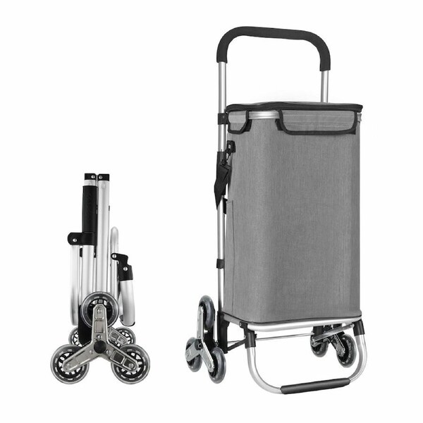 Shopping Cart Trolley Wheeled Storage Trolly Bag Grocery Folding Market Utility Granny Stair Climbing Wheels Aluminium 45L Portable Collapsible Travel