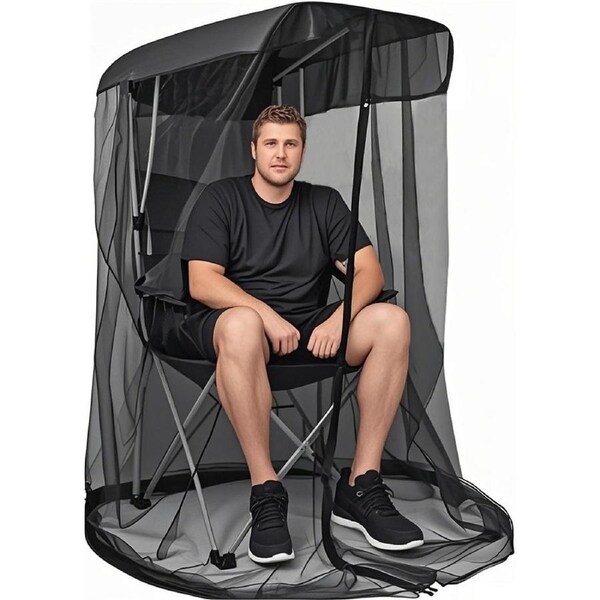 Catzon 63in Mosquito Net Cover for Canopy Chair Mesh Tent with Smooth Zipper-Black