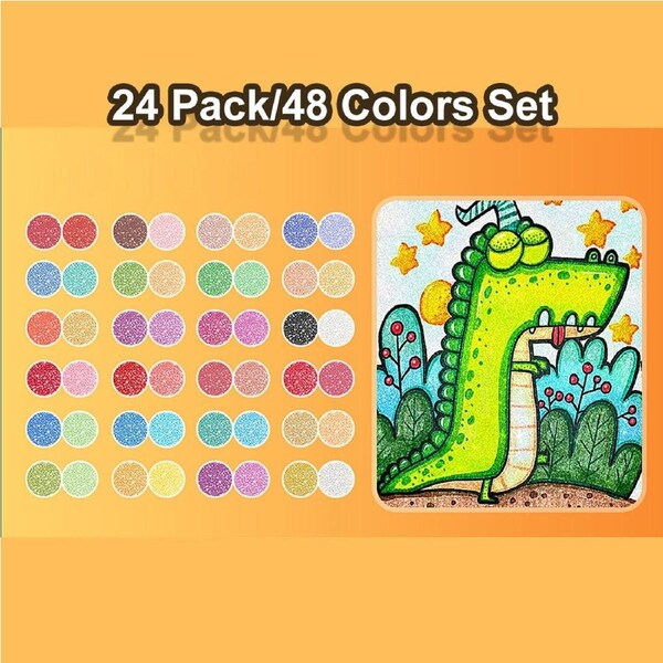 Catzon 48 Colors Sparkling Markers Pens Dual Tip 24 Pack Brush Markers for Cards DIY Crafts