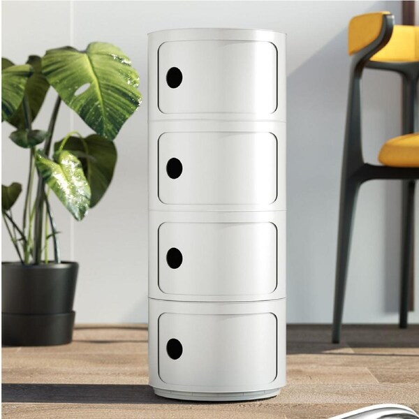 MIUZ Replica Componibili Round Storage Cabinet - 4 Sizes 4 Tier Cream White