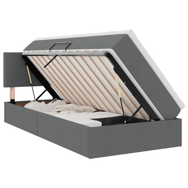 Bed with LED Strip Lights Dark Grey 107 x 203 cm Fabric vidaXL