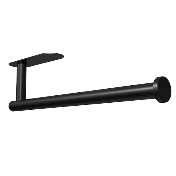 Black Paper Towel Holder 30cm - Waterproof SUS 304 Stainless Steel, Wall Mount