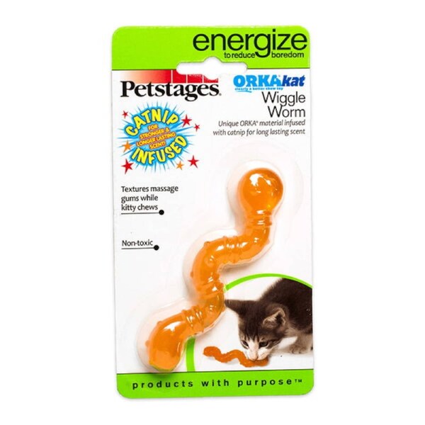 Petstages Orkakat Wiggle Worm Dental Cat Chew Toy 1 Pack