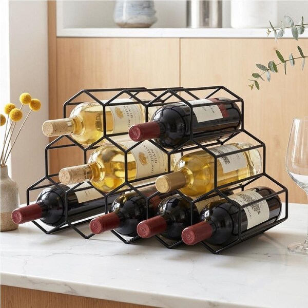 12 Bottle Artiss Wine Rack Metal Display Organizer Holder No Assembly Required Black
