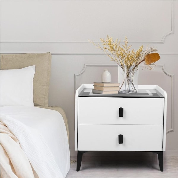 Levede Smart Bedside Table Wireless Charging LED Lights 2/3 Drawers Storage 3  Drawers/50cm x 40cm x 60cm