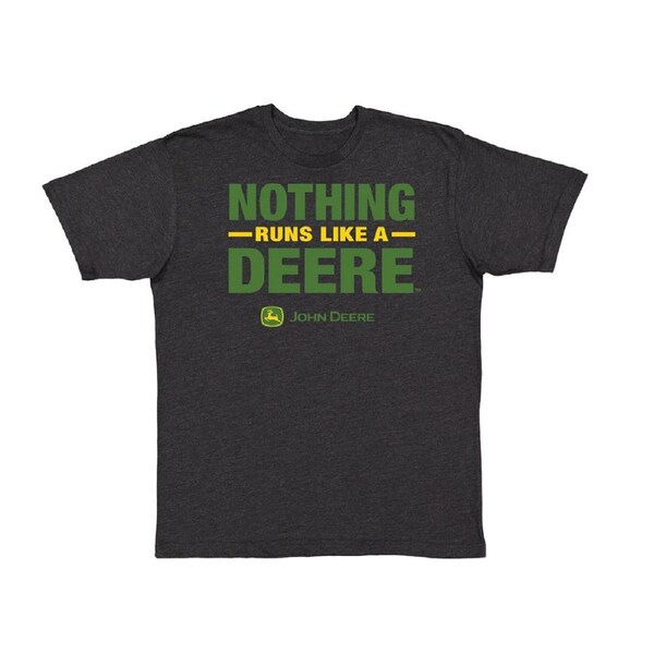 John Deere Black/Green Logo Mens Shirt Nothing Runs Like A Deere M