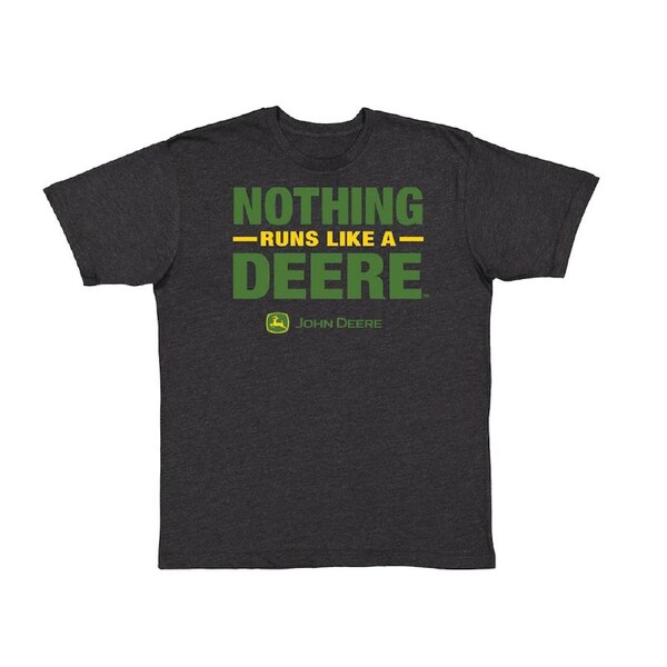 John Deere Black/Green Logo Mens Shirt Nothing Runs Like A Deere S