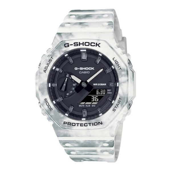 Casio G-Shock GAE-2100GC-7A Mens Watch Black Dial White Band 200M Set