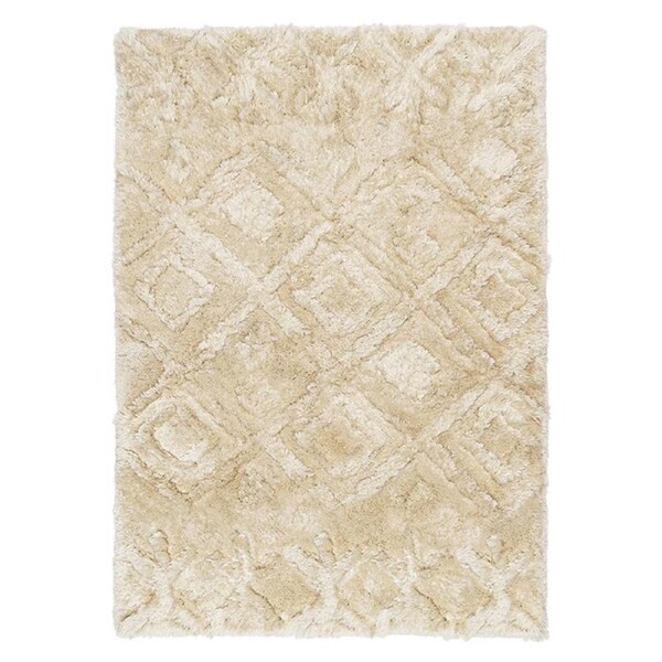 Loopsie Kitz Beige Cream Diamond Shag Rug 290cm x 200cm
