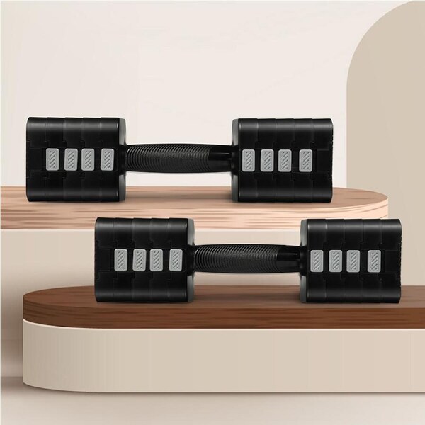 Centra Pair Adjustable Dumbbells 2.8kg-10kg Gym Training Metal Weight Block Set Black