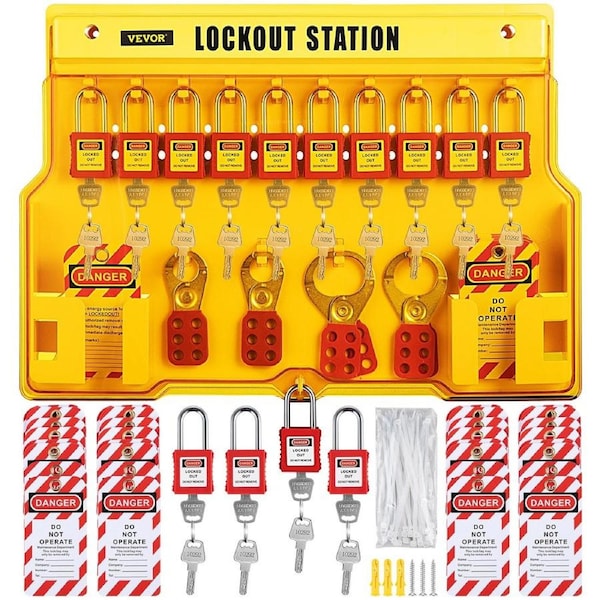 58 PCS Lockout Tagout Kits, Electrical Safety Loto Kit Includes Padlocks, Lockout Station, Hasp, Tags & Zip Ties, Lockout Tagout Safety Tools for Industrial, Electric Power, Machinery