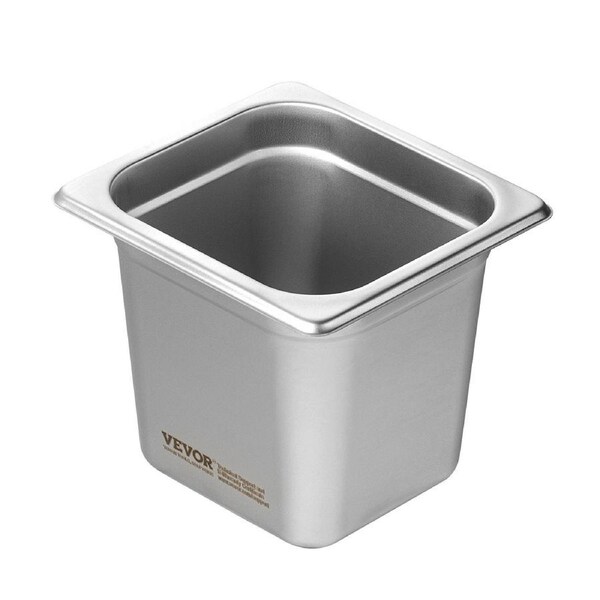 6 Pack Hotel Pans, 1/6 Size Anti-Jam Steam Pan, 0.8mm Thick Stainless Steel Restaurant Steam Table Pan, 6-Inch Deep Commercial Table Pan, Catering Storage Food Pan, for Industrial & Scientific