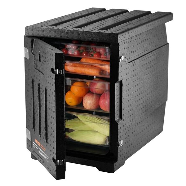 Insulated Food Pan Carrier, 90L Hot Box for Catering, LLDPE Food Box Carrier with Double Buckles, Front Loading Food Warmer for Restaurant, Canteen, etc.