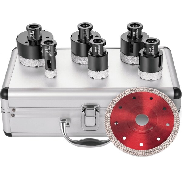 Diamond Drill Bits 6PCS Diamond Hole Saw 20/35/40/50/55/68mm Tile Hole Saw Kit Vacuum Brazed Diamond Drill Bit 0.59in/15mm Segment Tile Hole Saw w Storage Case for Tile Ceramic Porcelain Marble