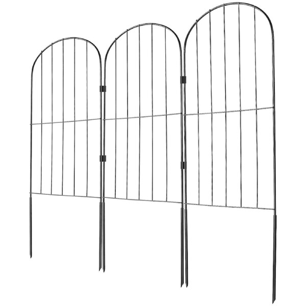 Garden Fence, No Dig Fence 61 x 33 cm Animal Barrier Fence, Underground Decorative Garden Fencing with 5.08 cm Spike Spacing, Metal Dog Fence for the Yard and Outdoor Patio, 10 Pack